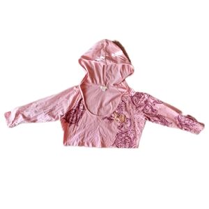 NWOT South Pole Crop Hoodie, Size 1X, Pink and Gold, Long Sleeves